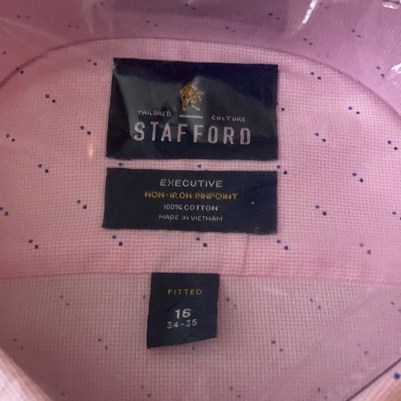 Stafford Pink dress shirt Size 16 NWT - Picture 3 of 6